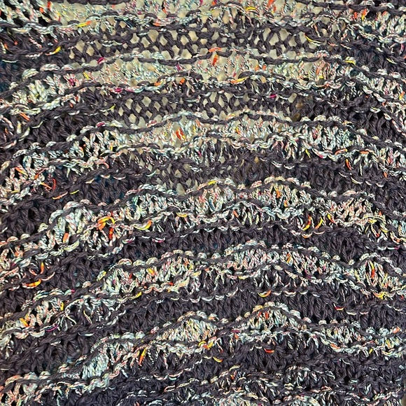 Free People Navy and Light Blue Striped Chunky Knitted Crop Top Sweater - Picture 5 of 6